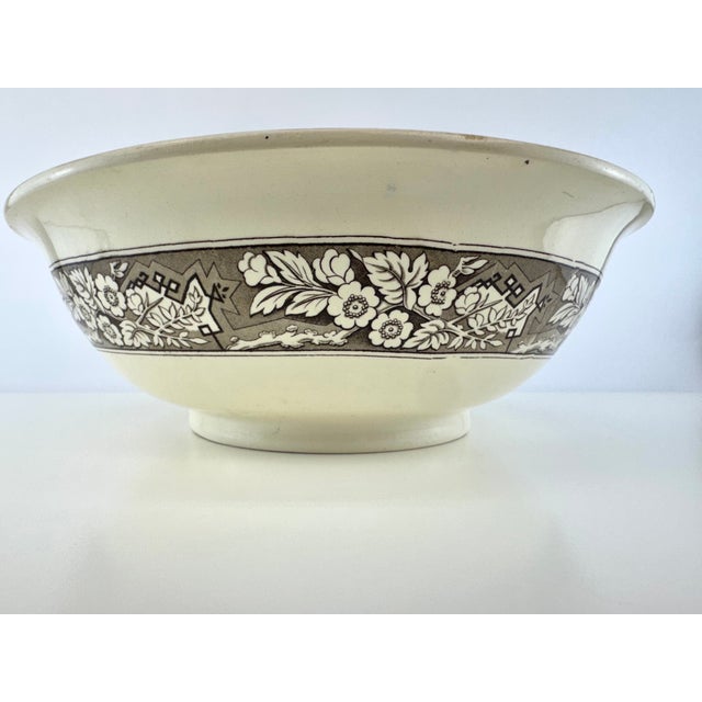 Antique 1880 Wedgwood & Co. Beatrice Brown Transferware Large Serving Bowl For Sale In Little Rock - Image 6 of 11