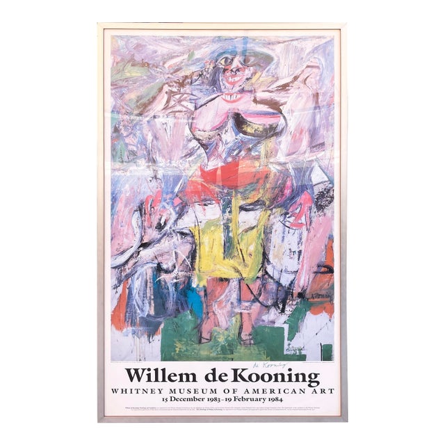 1983 Signed Willem deKooning Whitney Retrospective Poster “Woman and Bicycle” For Sale