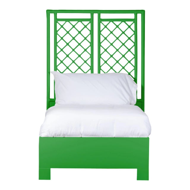 X & Diamond Bed Twin Extra Long - Bright Green For Sale