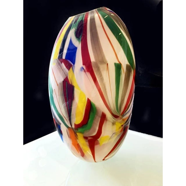 Abstract Vase in Milky-White Murano Style Glass with Multicolored Reeds from Simoeng For Sale - Image 5 of 8