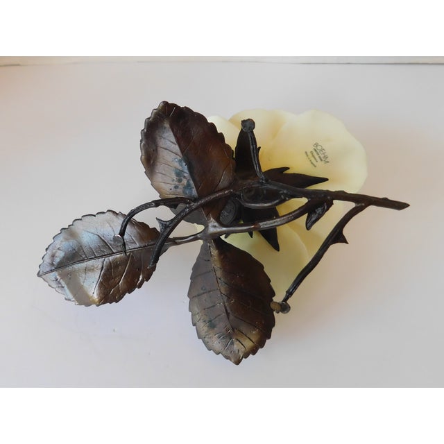 Vintage Boehm Porcelain & Bronze Elegance Yellow Rose Flower Sculpture