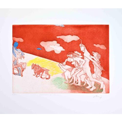 Ennio Calabria, Nude Swimmers, 1990s, Etching For Sale
