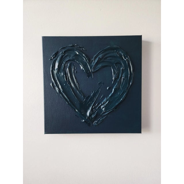Abstract Deep Green Abstract Heart Painting For Sale - Image 3 of 8