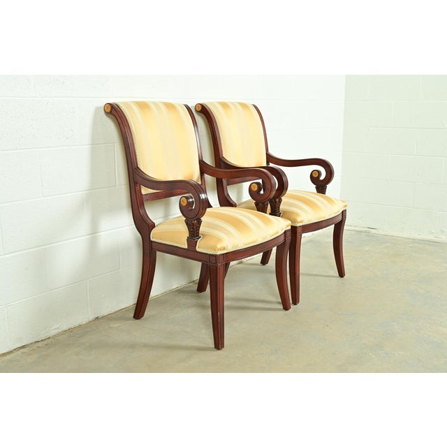 Baker Furniture Style Regency Carved Mahogany Armchairs, Pair For Sale - Image 13 of 13