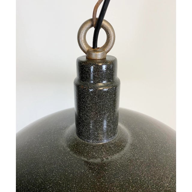Industrial Dark Gray Enamel Hanging Lamp, 1950s For Sale - Image 4 of 11