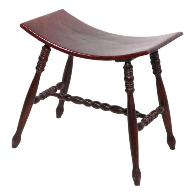 Late 19th Century Victorian Saddle Seat Ottoman Footstool Bench For Sale