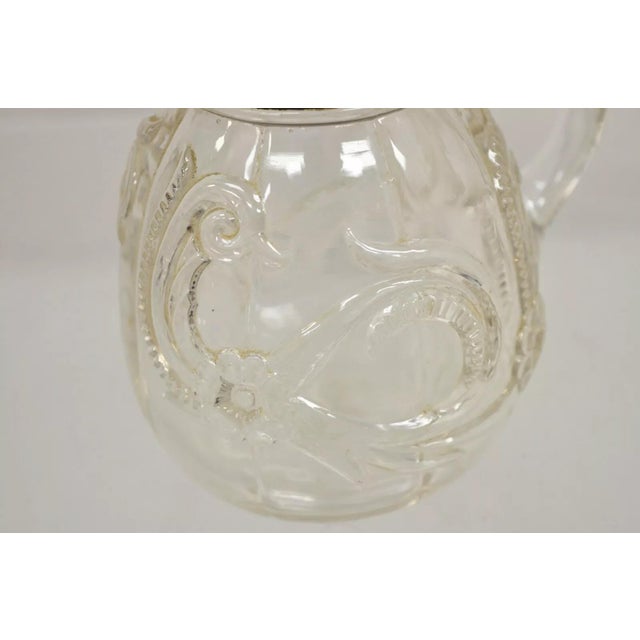 Late 19th Century Antique American Art Nouveau Decorated Leaded Glass Creamer Syrup Pitcher For Sale - Image 5 of 11