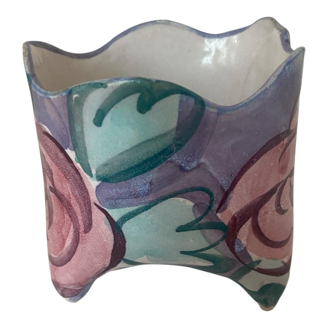 Hand Painted Ceramic Vase or Planter, 1990s For Sale