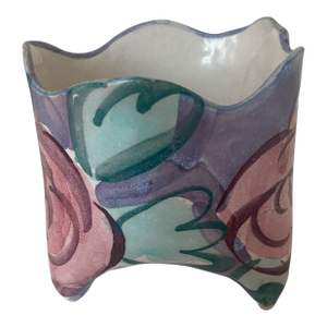 Hand Painted Ceramic Vase or Planter, 1990s