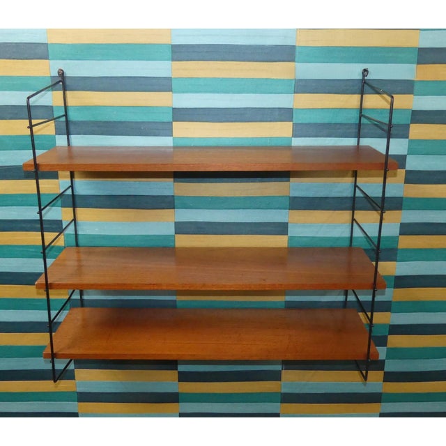 Mid-Century Modern String Shelf in Walnut, 1960s For Sale - Image 4 of 11