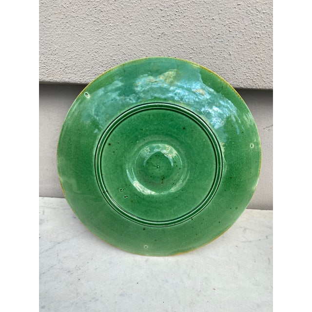 19th Century Green & Yellow Majolica Oyster Plate For Sale - Image 4 of 4