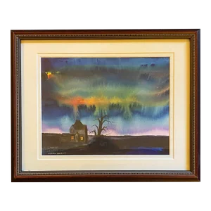 1980s "Mr. Broad’s House in Hatfield Broad Oak, England" Original Gouache Painting by Satori Gregorakis, Framed