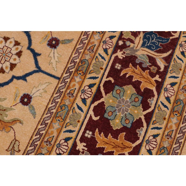 1990s Shabby Chic Beige/Wine Red Wool Rug - 9'1'' X 11'5'' For Sale - Image 5 of 10