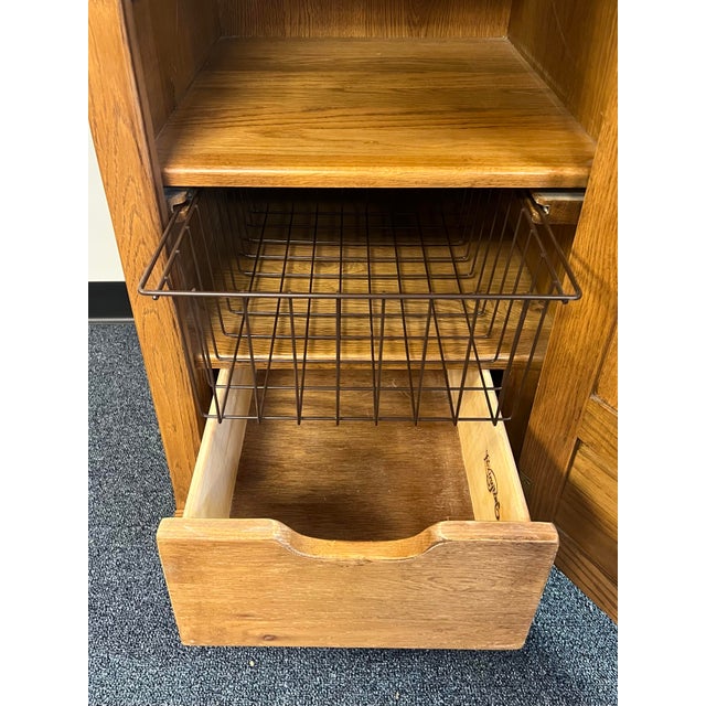 Lexington Furniture Oak Pantry / Storage Cabinet For Sale - Image 9 of 10