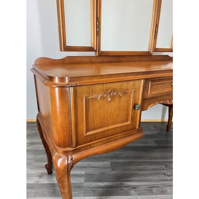 Vintage French Louis Style Oak Dressing Table with Mirror For Sale - Image 10 of 15