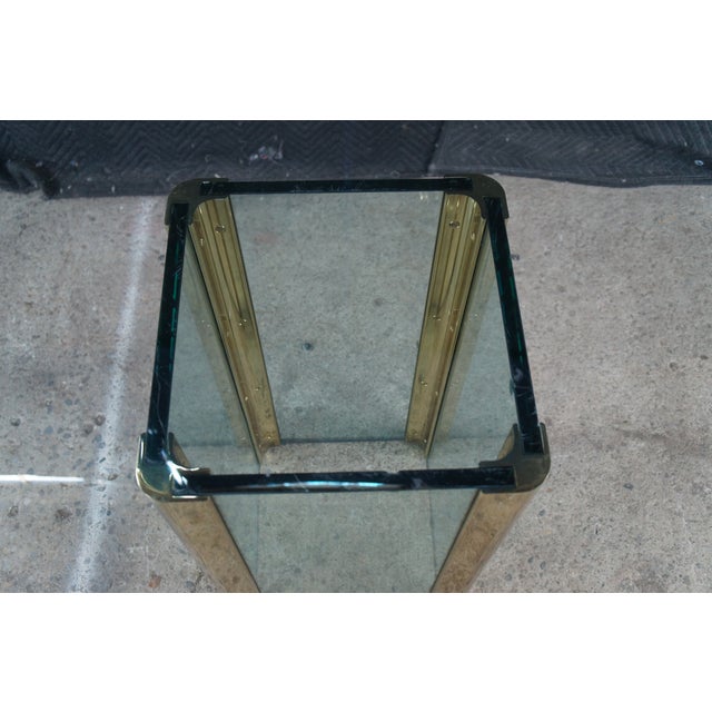 1980s Hollis Jones Style Hollywood Regency Beveled Glass Brass Dining Breakfast Table For Sale - Image 9 of 12