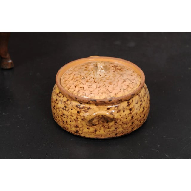 French 19th Century Pottery Covered Baking Dish with Brown Blotched Glaze For Sale - Image 10 of 12