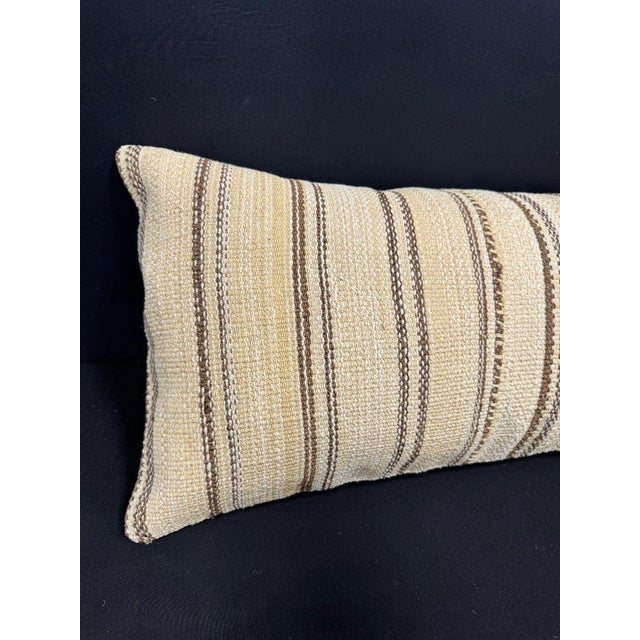 Turkish Hemp Pillow Cushion Natural Beige Brown Cushion Cover 14x40 #30465 Enhance your home decor with our Kilim Pillow...