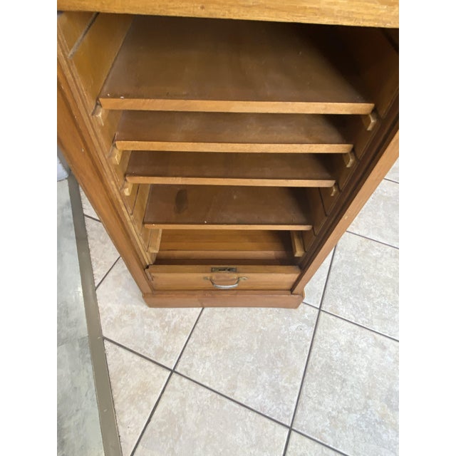 Oak Roll-Top Filing Cabinet, 1950s For Sale - Image 15 of 18