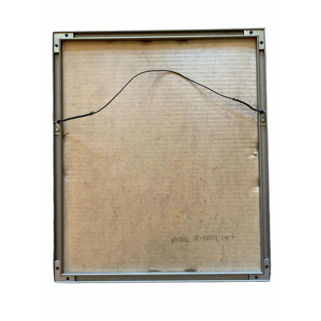 Paper 1980s Figurative Abstract Painting on Paper by Michael Hossner, Framed For Sale - Image 7 of 9