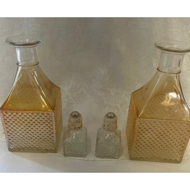 Glass 1960's Old Forester Marigold Carnival Glass Decanters- a Pair For Sale - Image 7 of 8