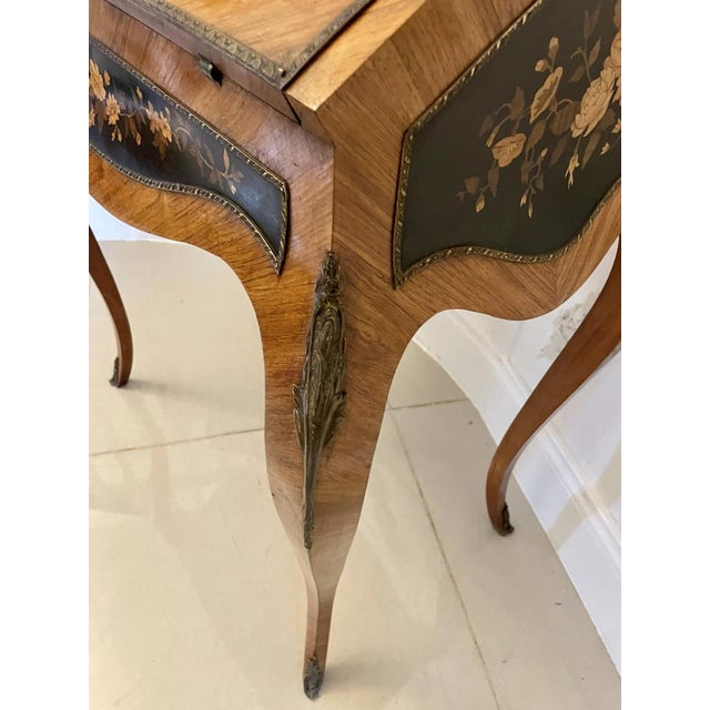Antique French Victorian Satinwood Freestanding Marquetry Inlaid Bureau 1880 For Sale - Image 10 of 16
