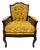 1960s Hollywood Regency Cane Armchair in Gold Floral Velvet For Sale