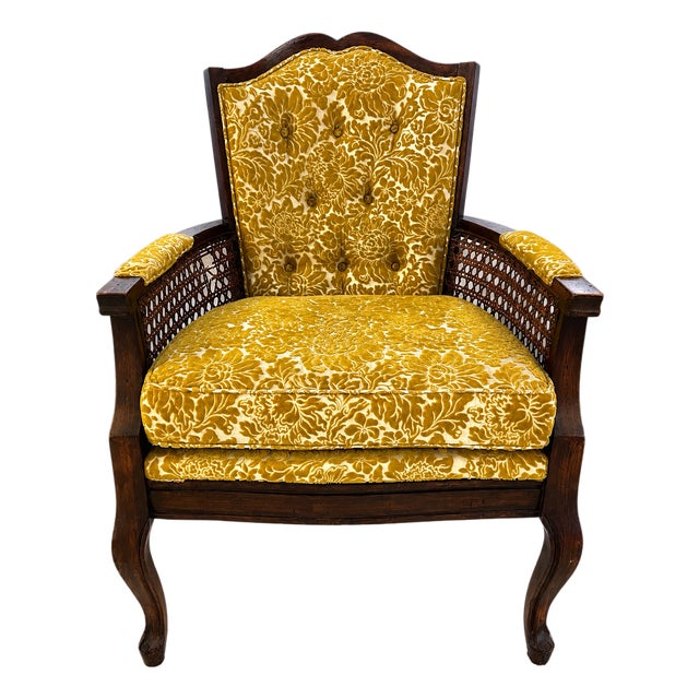 Vintage Mid-Century Modern Cane Armchair For Sale