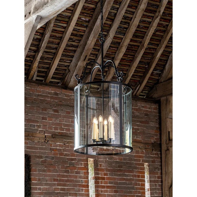Rustic Rustic Hall Lantern in Iron Finish For Sale - Image 3 of 5