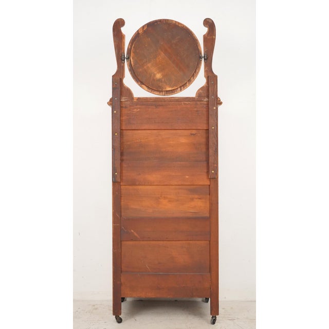 Mid 20th Century Eastlake Quarter Sawn Oak Tall Dresser With Beveled Mirror For Sale - Image 11 of 13