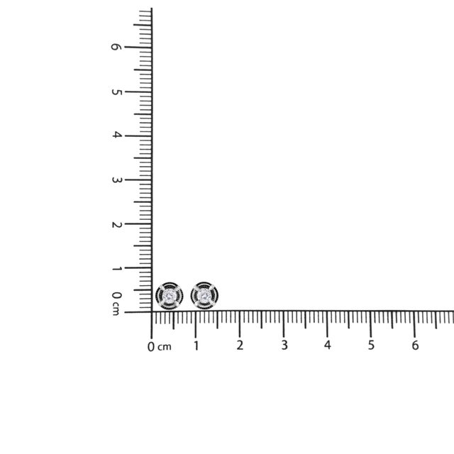 Metal Black Rhodium Plated .925 Sterling Silver Round 1-1/2 cttw Diamond Double Halo 4-Prong Solitaire Milgrain Stud Earrings (H-I Color, I2-I3 Clarity) For Sale - Image 7 of 7