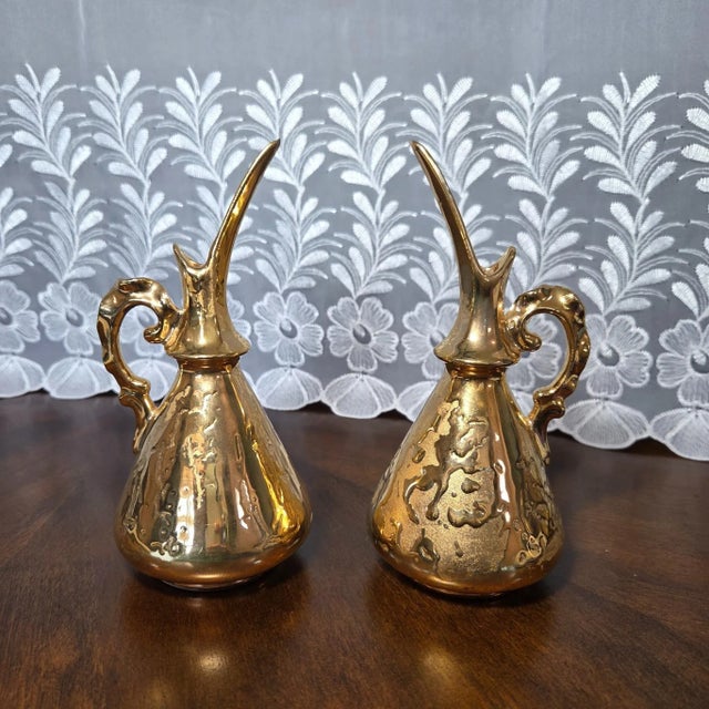 Vintage Weeping Gold Cruet Set – 24k Gold Finish, Made in u.s.a., 1940s–1960s For Sale In Phoenix - Image 6 of 7