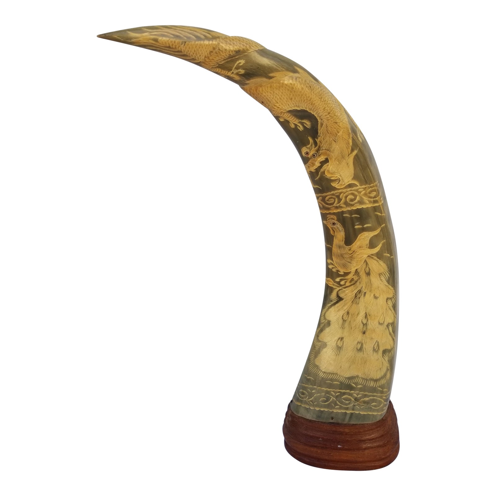 Vintage Carved Ox Horn Chairish