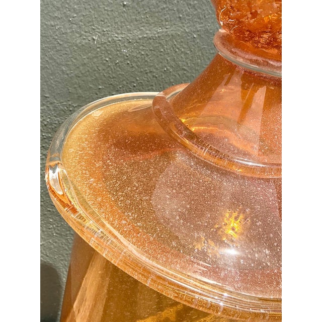 Vintage Murano Vietri Amber Glass Apothecary Jars - Pair For Sale - Image 9 of 12