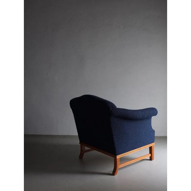Navy Boucle Lounge Chair, Sweden, 1940s For Sale - Image 4 of 11
