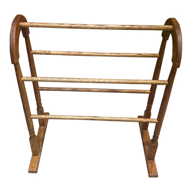 1970s Natural Wood Blanket Rack For Sale