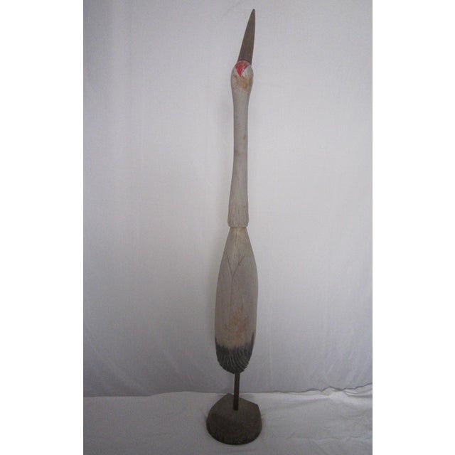 Wood Folk Art Crane Sculpture Chairish