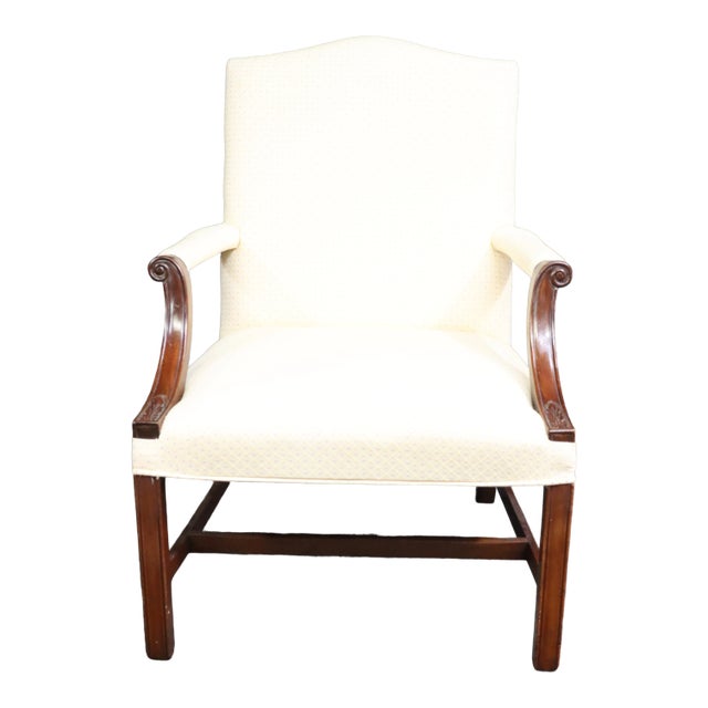 Chippendale Style Upholstered Mahogany Lolling Chair For Sale