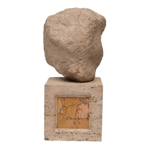 Maria Dompe, Gentleman, Marble and Travertine Conceptual Sculpture, 1995