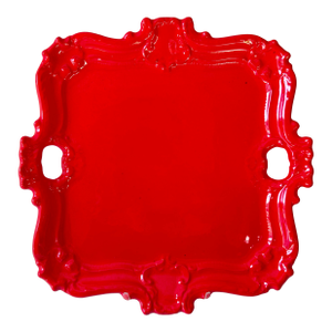 1960s California Pottery Red Drip Glaze Serving Platter