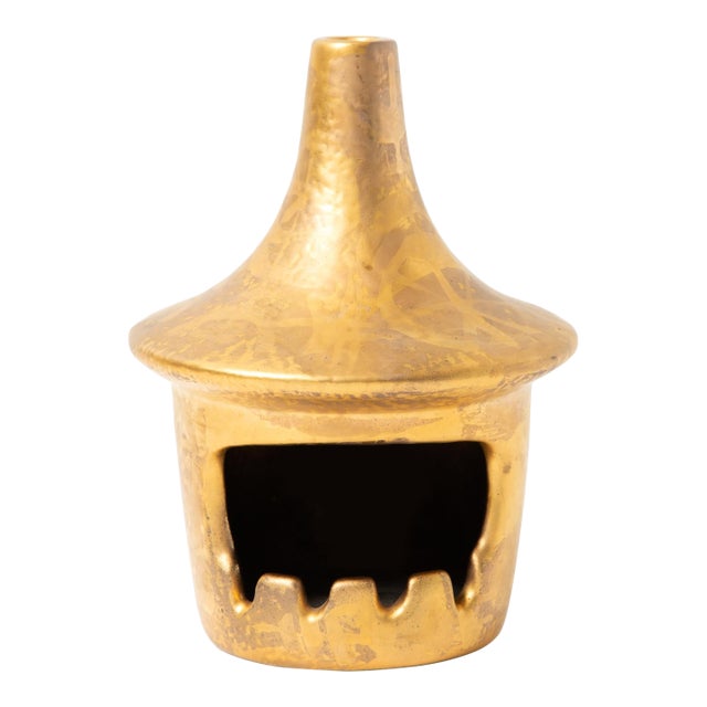 Sascha Brastoff Gold Ceramic Chimney Ashtray For Sale