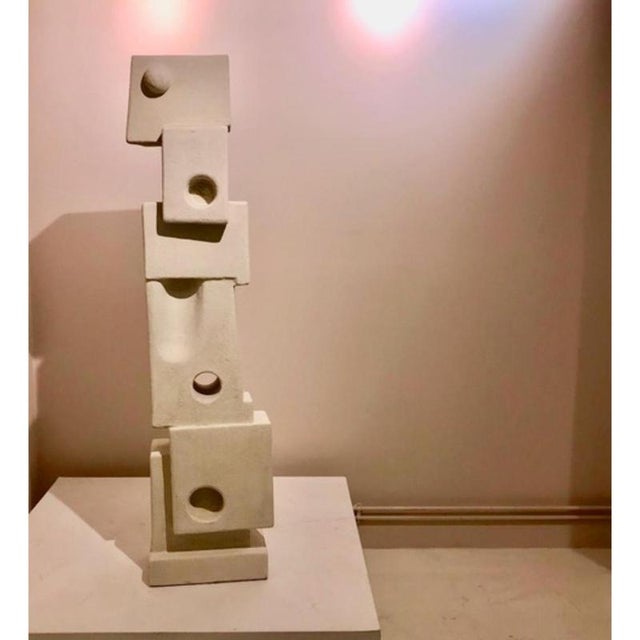 Concrete and Cray Totem 130 by Frederic Texier Dimensions: W 30 x D 20 x H 130 cm. Materials: Concrete coated with lime...