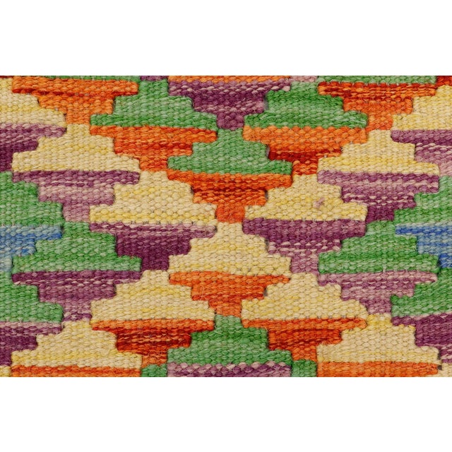 Textile Bohemian Kilim Gray Beige Hand-Woven Wool Rug For Sale - Image 7 of 9