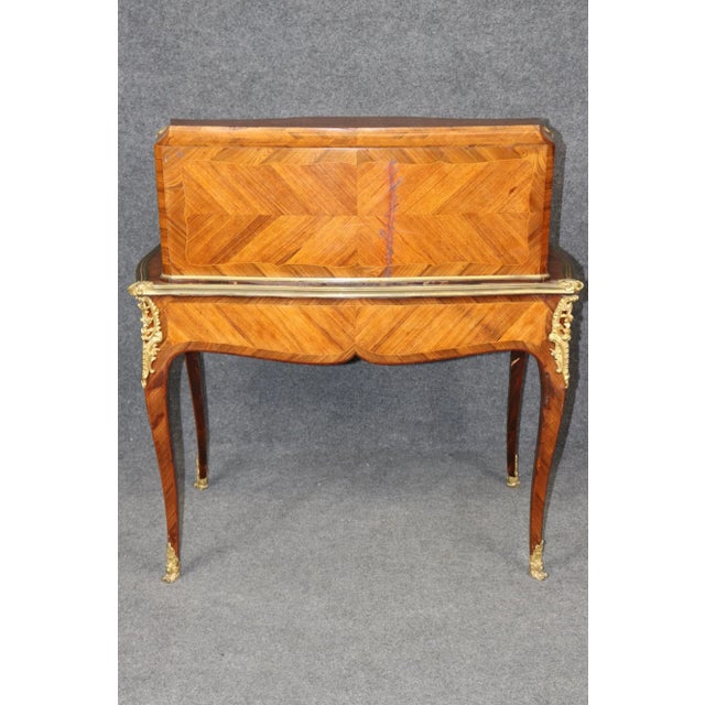 Late 19th Century Rare Kingwood, Bronze and Leather Top Ladies Desk by Leon Dromard For Sale - Image 5 of 15