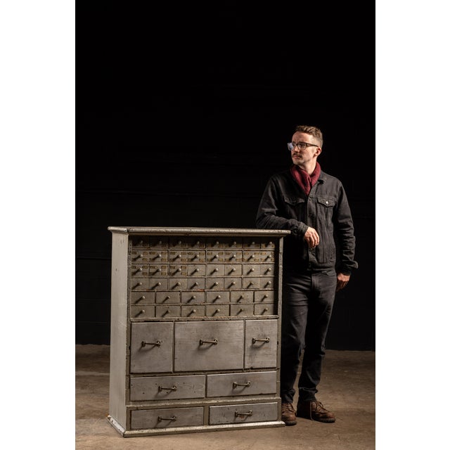 Metallic Industrial Hardware Cabinet For Sale - Image 9 of 9