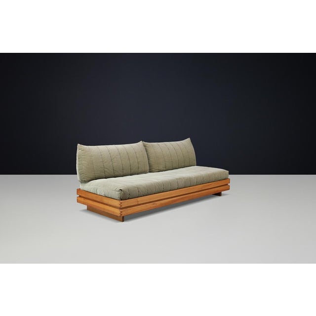 Vintage Lounge Chair and Two-Seater Sofas in Elm and Olive Green Upholstery from Maison Regain, 1970s, Set of 3 For Sale - Image 11 of 18