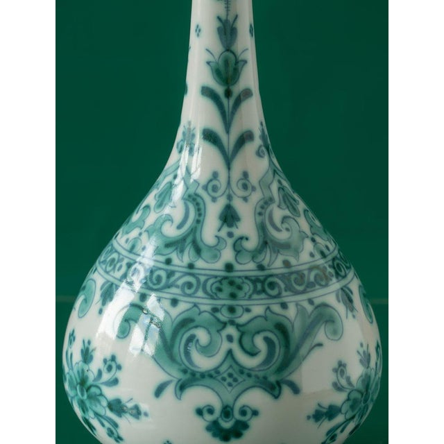Royal Delft Green Delvert Ceramic Table Lamp with New Liberty London Shade from De Porceleyne Fles, 1970s For Sale - Image 3 of 10