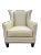 Vintage Henredon Acquisitions Collection Leather Wingback Chairs – Ivory Leather, Geometric Upholstery & Nailhead Trim...