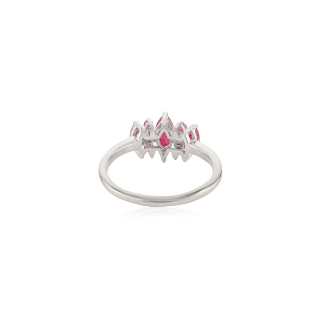 Metal Dainty Genuine Ruby Proposal Ring Set in 925 Sterling Silver Prong Setting - Size 8.5 For Sale - Image 7 of 10