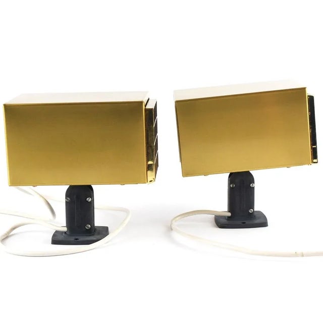 Metal Cube Brass Wall Lamps by Björn Svensson, 1970s, Set of 2 For Sale - Image 7 of 10